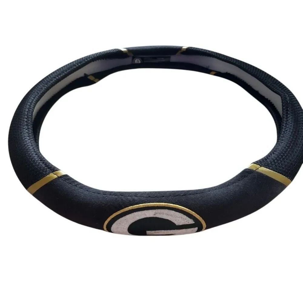 Fanmats NFL Green Bay Packers Embroidered Suede Mesh Steering Wheel Cover 15"